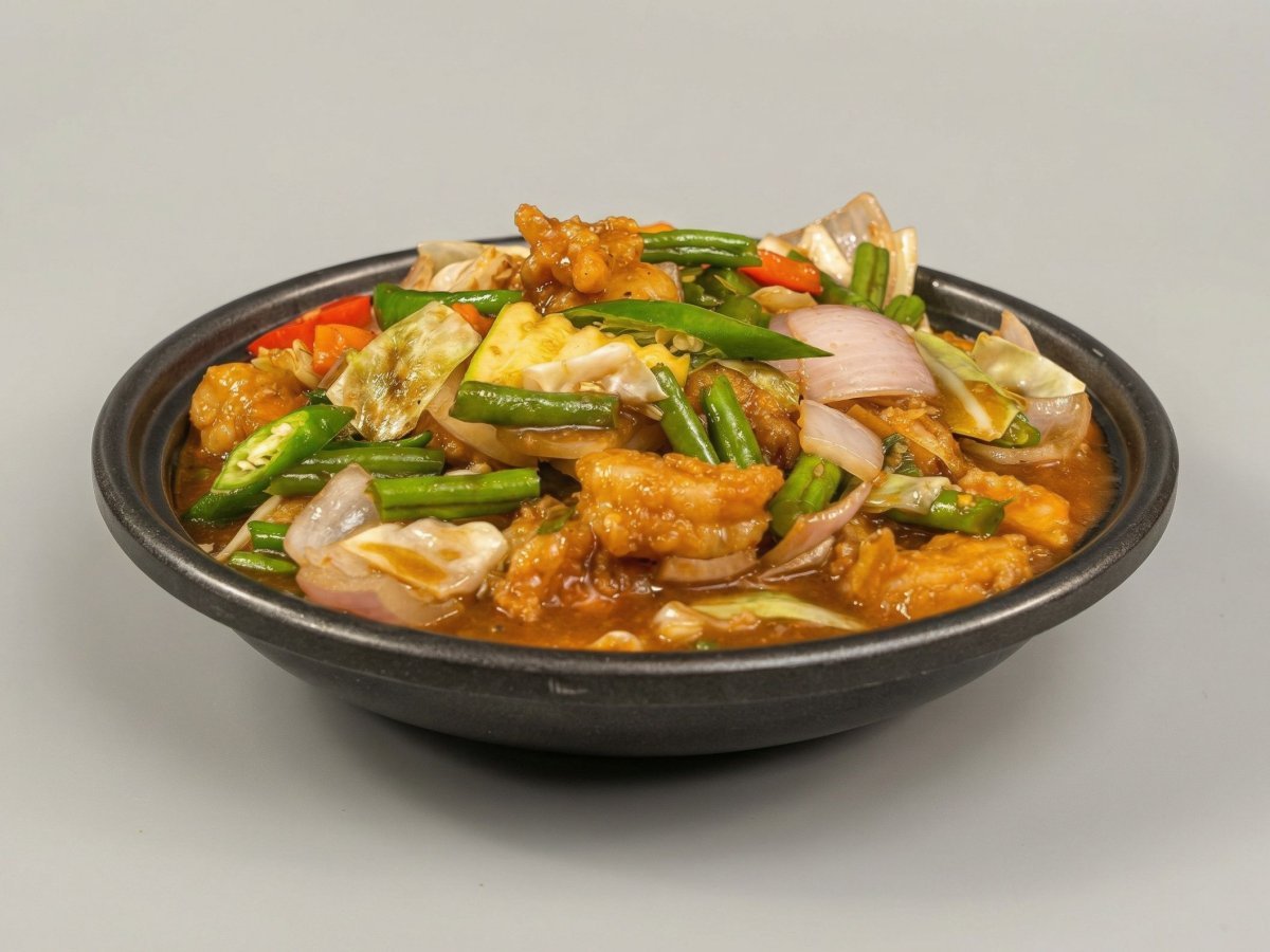 Prawns with chillies & vegetables